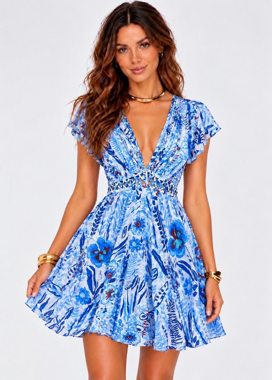 NWT Poupette St Barth Cecile V Mini Dress XS